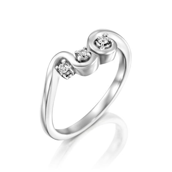 טבעת אירוסין שלושה יהלומים מבט על