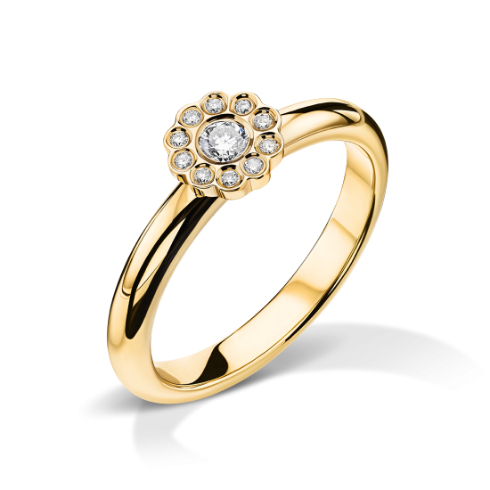 טבעת אירוסין זהב יהלומים בדוגמת פרח