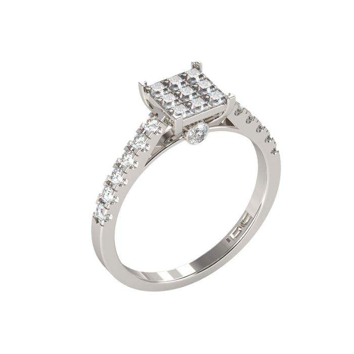 טבעת אירוסין מיוחדת זהב לבן ויהלומים