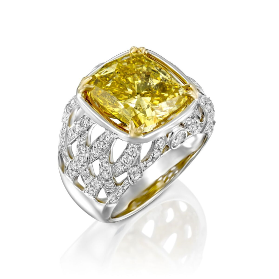 טבעת יהלום צהוב טבעת יוקרתית