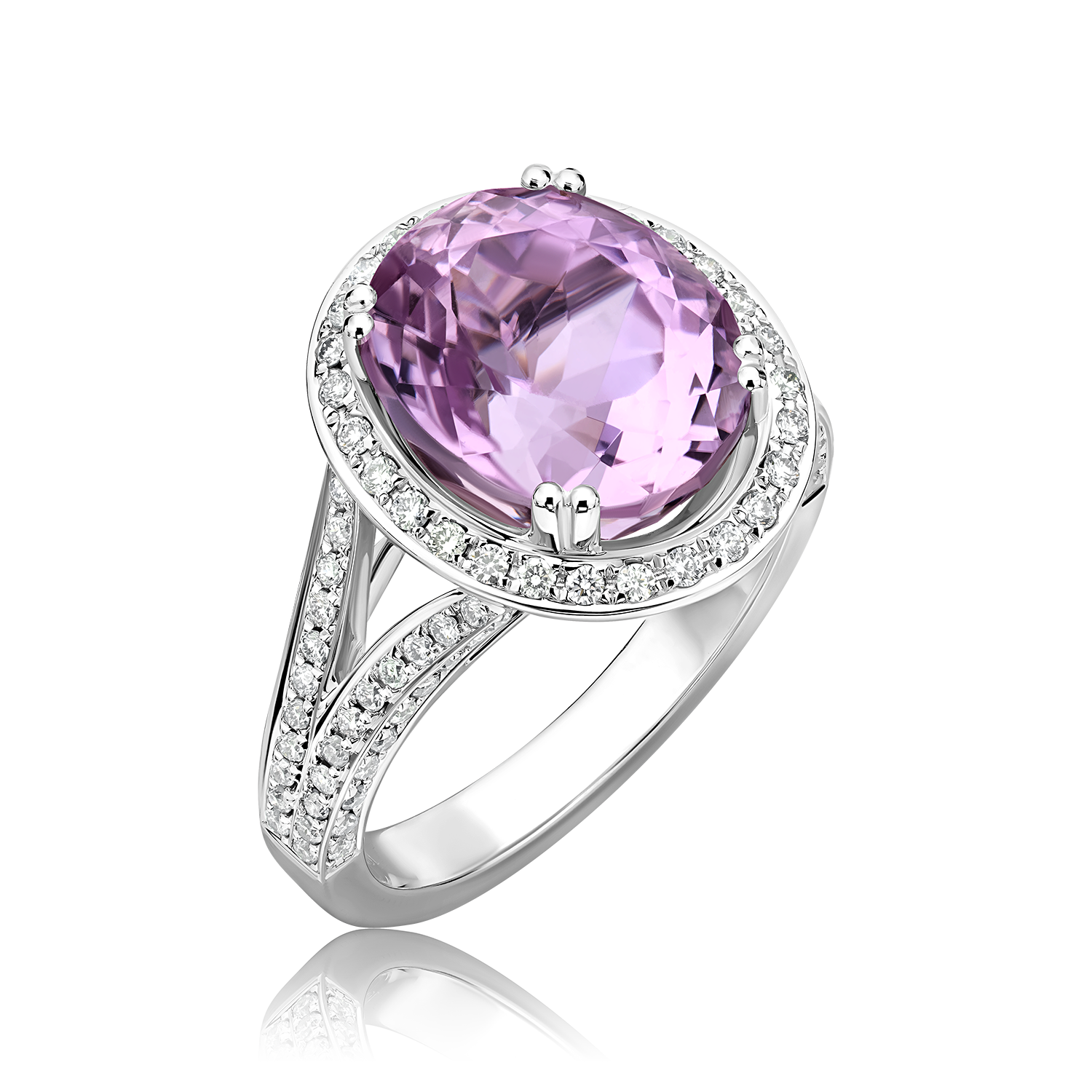 Kunzite Ring In 18K White Gold Israel Diamond Center kunzite-ring-in-18k-white-gold-israel-diamond-center