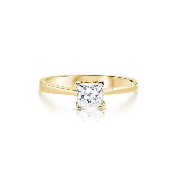 טבעת אירוסין זהב צהוב ויהלום סוליטר מבט על