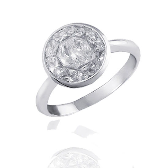 טבעת אירוסין יהלומים וזהב לבן ORA