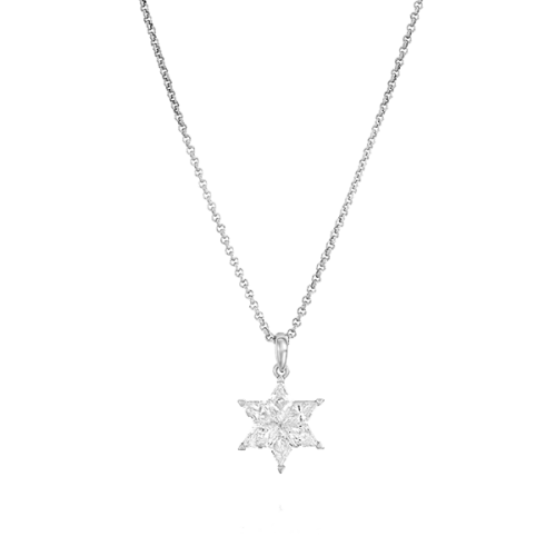 שרשרת מגן דוד תליון מיהלומים וזהב לבן ORA