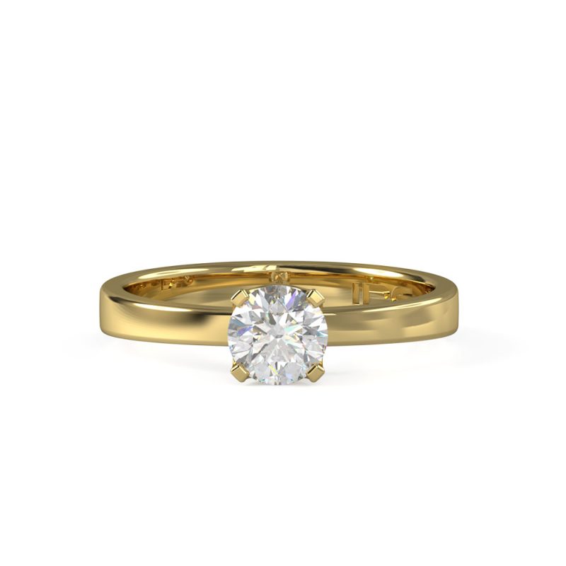 טבעת אירוסין קלאסית יהלום סוליטר בזהב צהוב