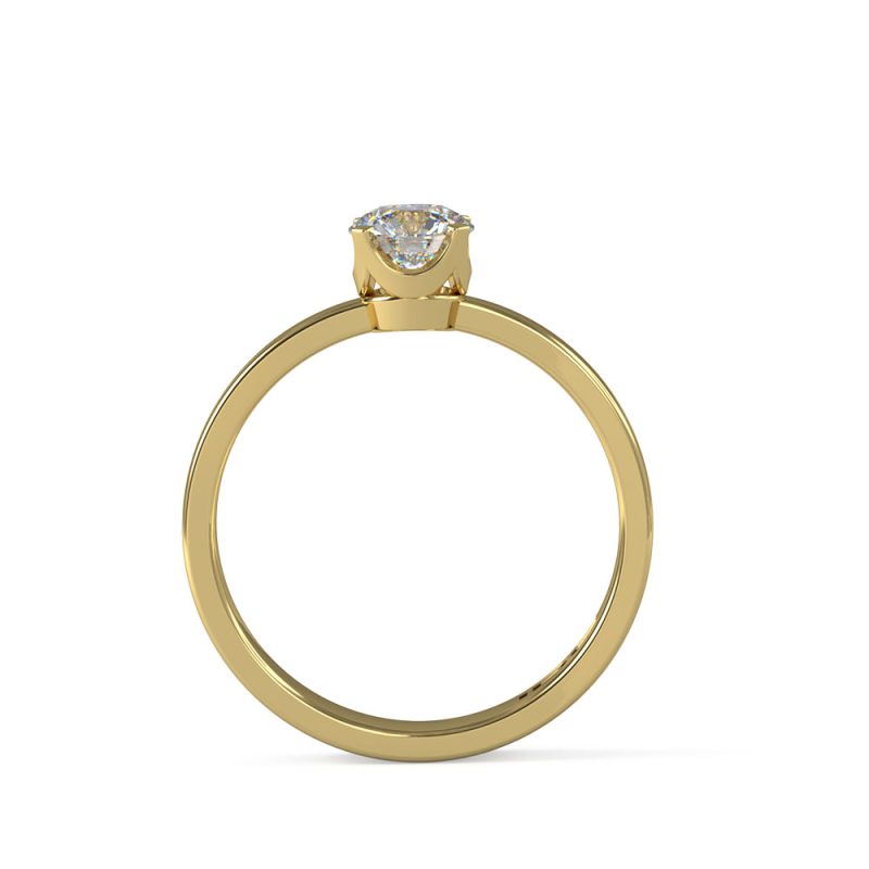 טבעת אירוסין קלאסית יהלום סוליטר בזהב צהוב מבט צד