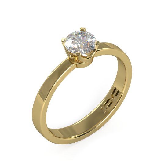 טבעת אירוסין קלאסית יהלום סוליטר בזהב צהוב מבט על