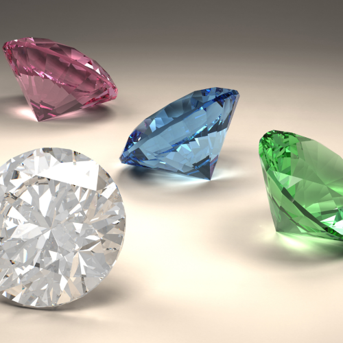 יהלומים צבעוניים בצבעים תכלת ירוק וורוד