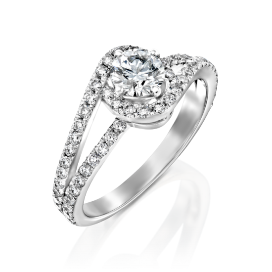 טבעת אירוסין יהלום וזהב לבן