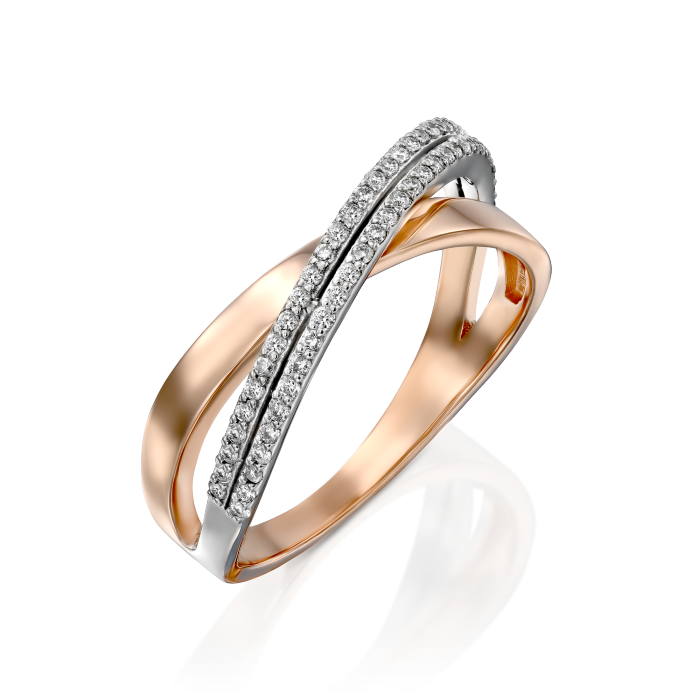 טבעת איטרניטי זהב צהוב וזהב לבן משובצת יהלומים עיצוב מיוחד