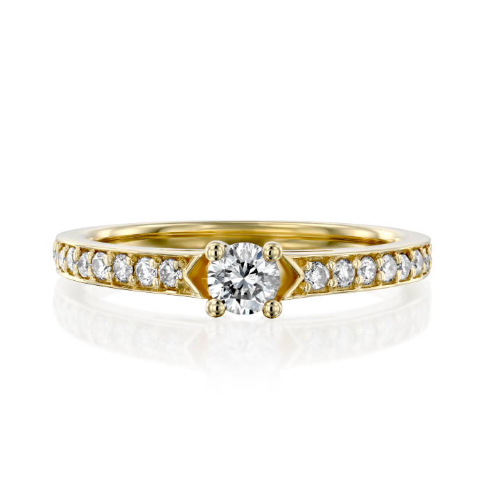 טבעת אירוסין זהב צהוב ויהלום סוליטר מבט צד