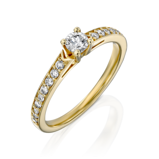 טבעת אירוסין זהב צהוב ויהלום סוליטר