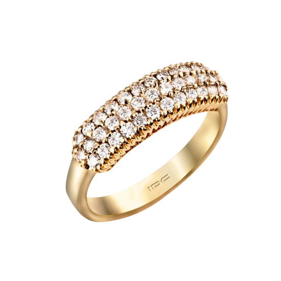 טבעת יהלומים זהב צהוב שלוש שורות יהלומים, טבעת אינטרניטי