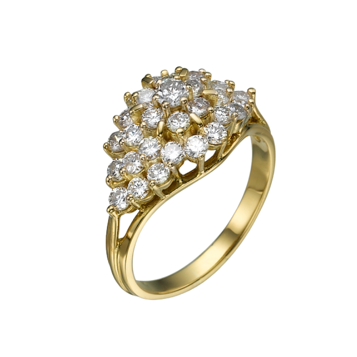טבעת יהלומים מעוצבת זהב צהוב ויהלומים