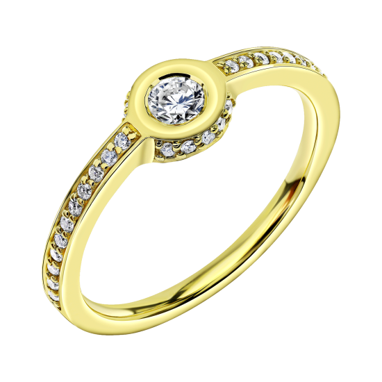 טבעת אירוסין זהב צהוב ויהלומים