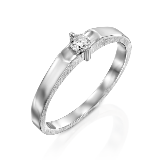 טבעת אירוסין בזהב לבן עם יהלום