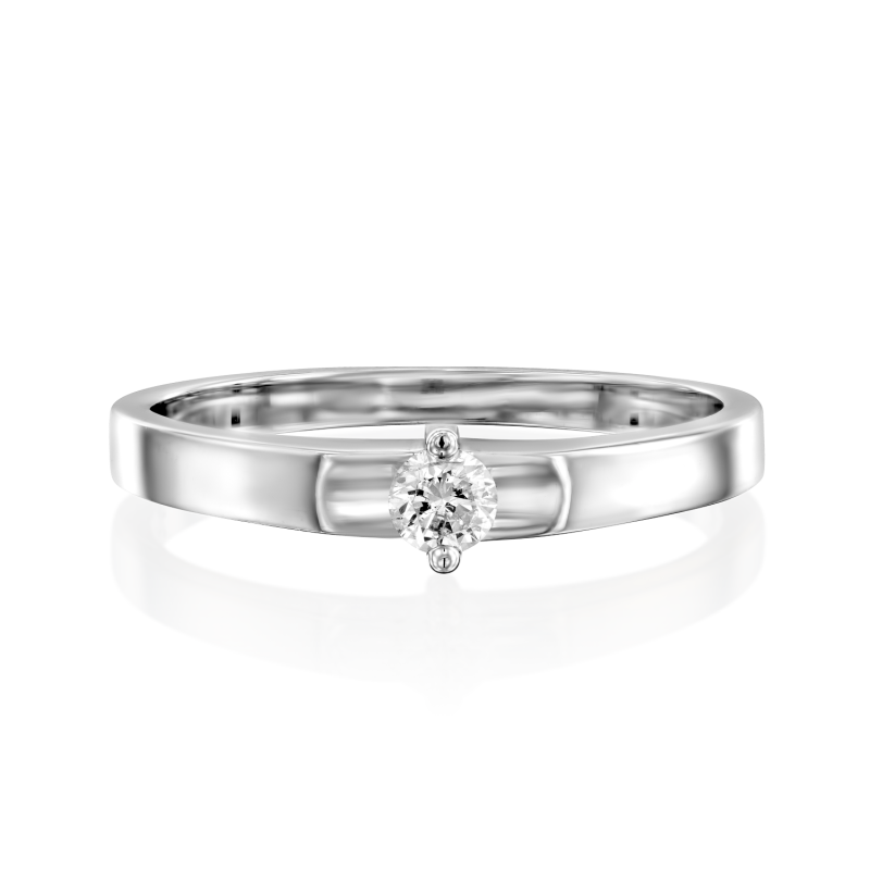 טבעת אירוסין בזהב לבן עם יהלום