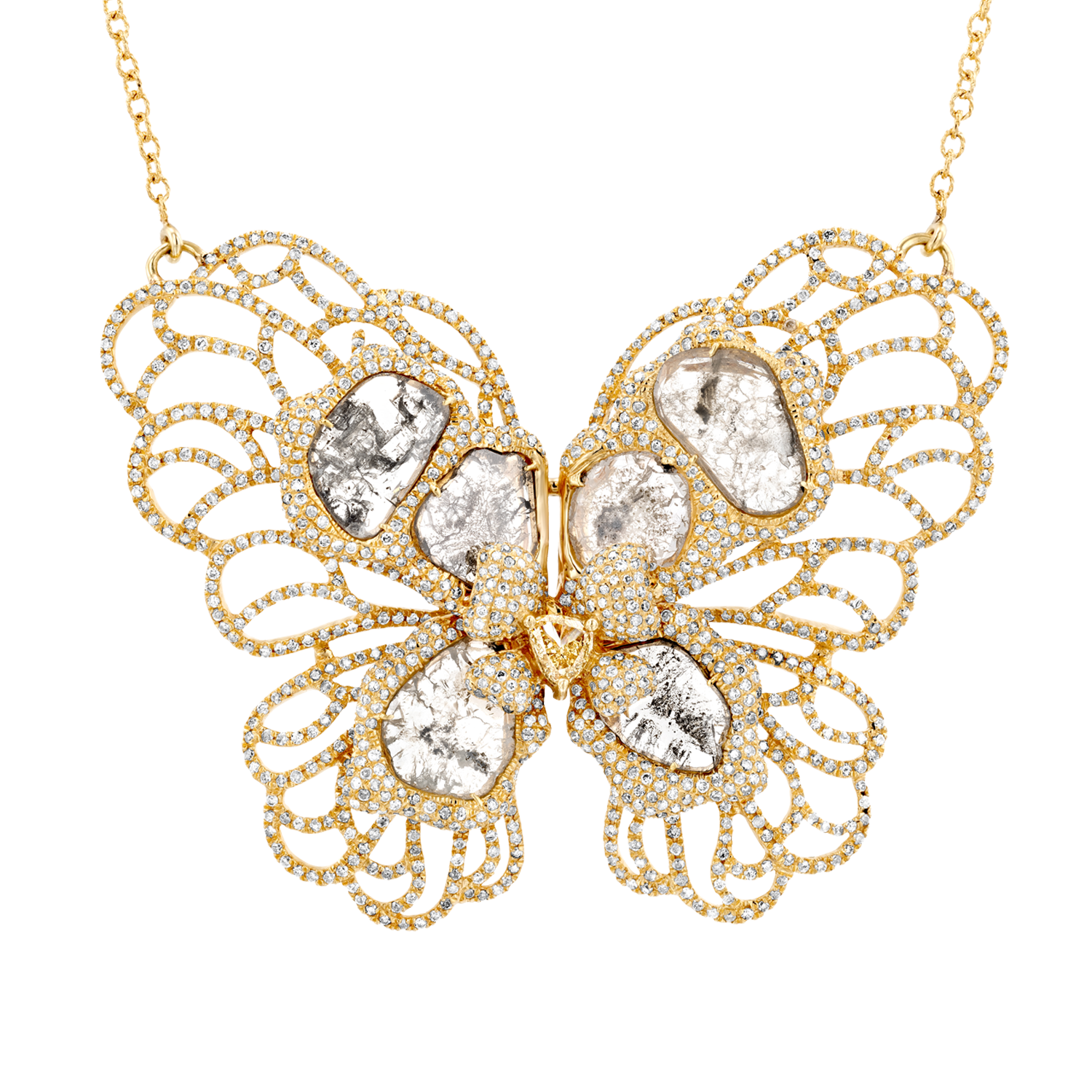 Butterfly Pendant Gold and Diamonds Israel Diamond Center
