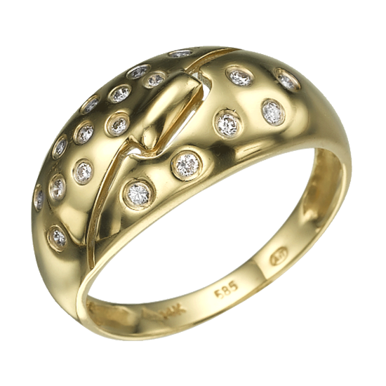 טבעת זהב צהוב 18 יהלומים