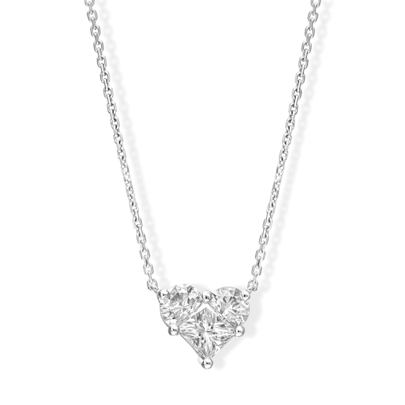 Heart Diamond Pendant in White Gold