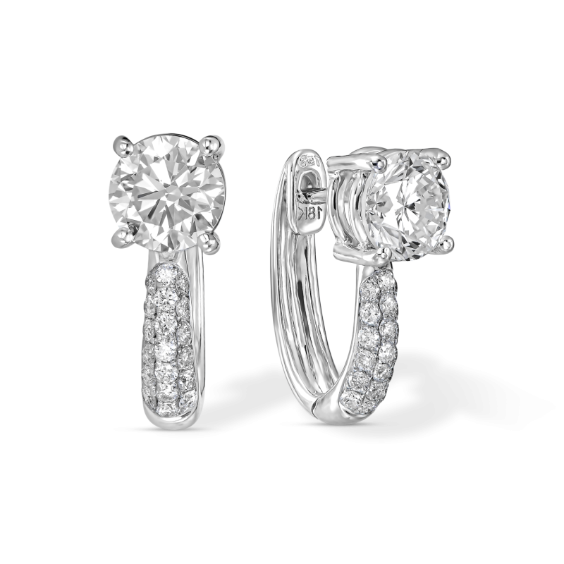 hoop-stud-diamond-earrings серьги из белого золота с круглыми бриллиантами