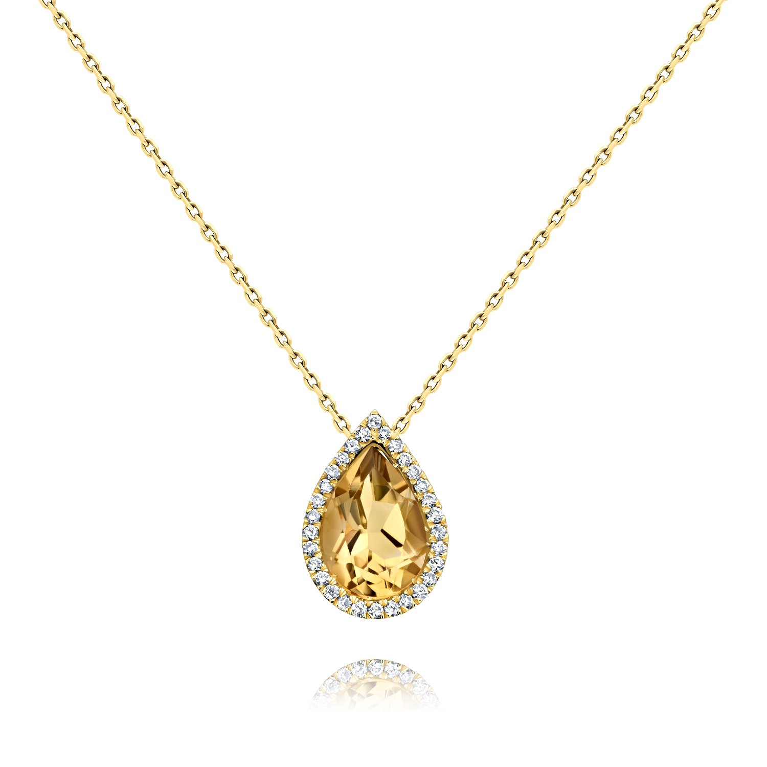 תליון סיטרין ויהלומים – Golden Citrine Halo