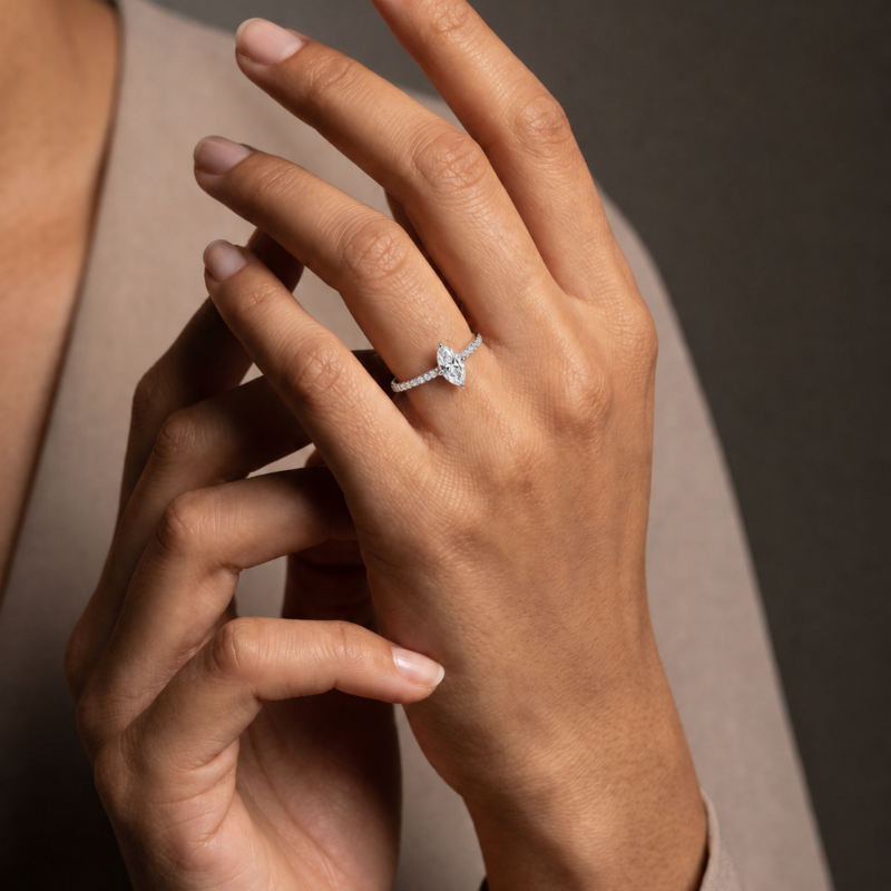engagement – diamond – ring – marquise